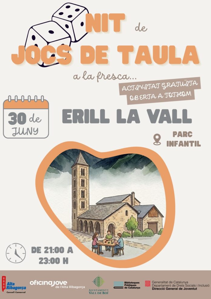 Nit de jocs de taula a la fresca a Erill la Vall